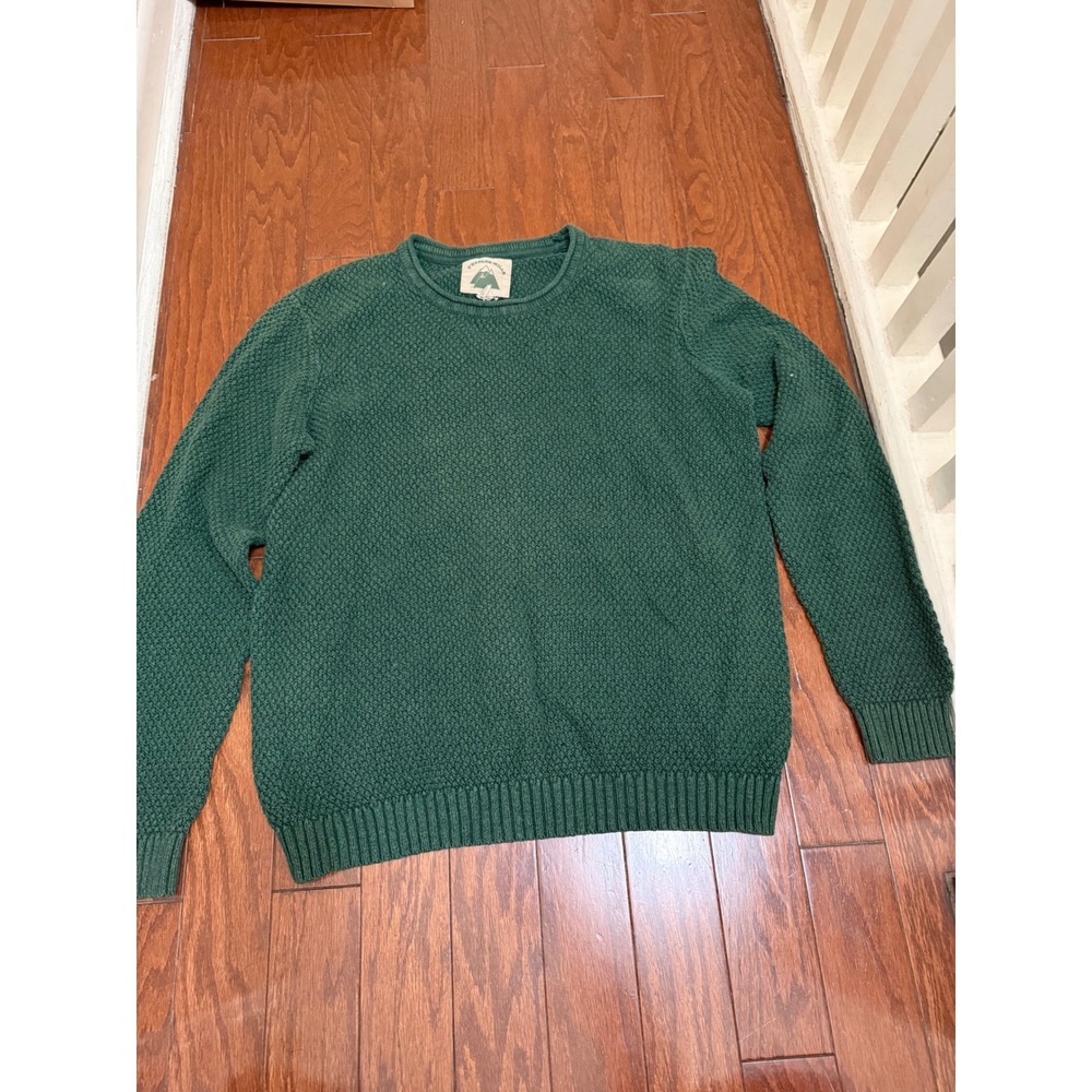 Franklin Mills Mens Medium Forest Green‎ Popcorn Knit Crewneck Sweater Pullover